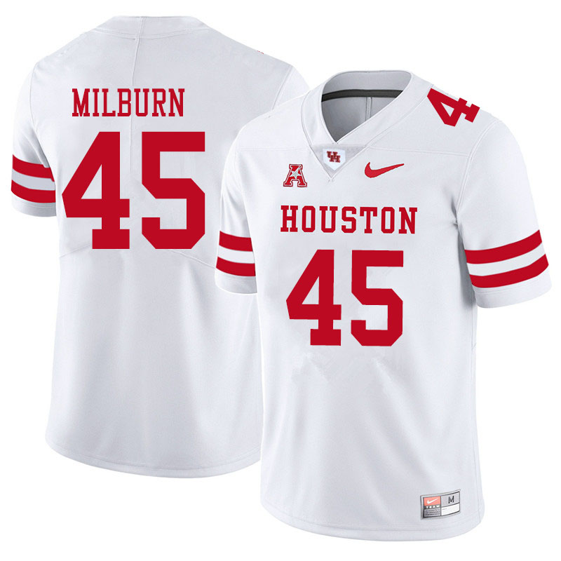 Men #45 Jordan Milburn Houston Cougars College Football Jerseys Sale-White